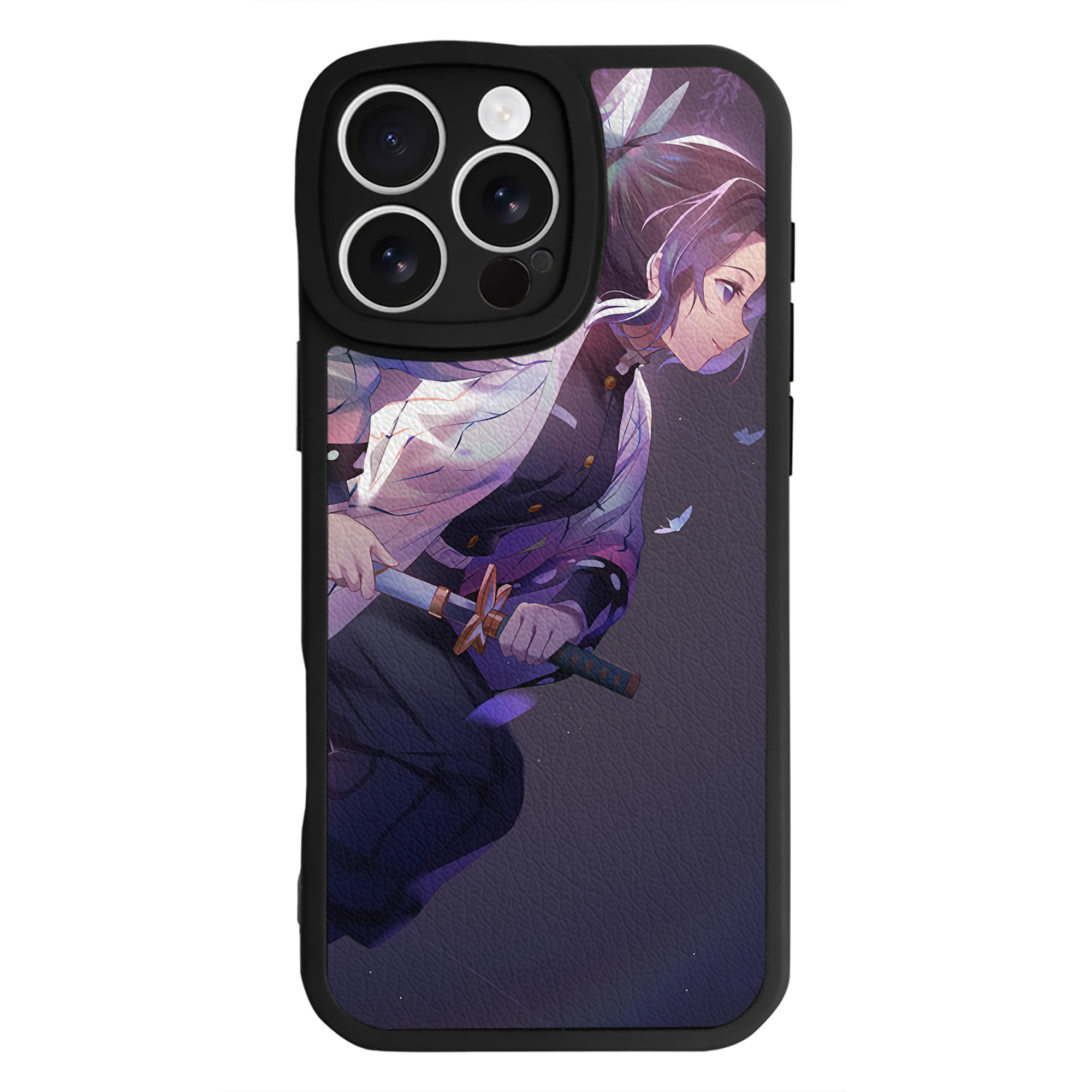 （画像用） 鬼滅の刃（きめつのやいば）蟲柱-胡蝶 しのぶ／こちょう しのぶ Kochou Shinobu 【iPhone 16シリーズ対応】シリコンスマホケース（レザー調） 材質：シリコン